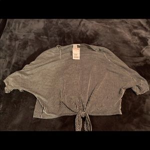 Black and white striped blouse